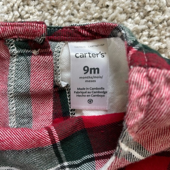 Baby girl Carters holiday tops plaid Christmas blouses long sleeve size 9 months - Picture 5 of 10